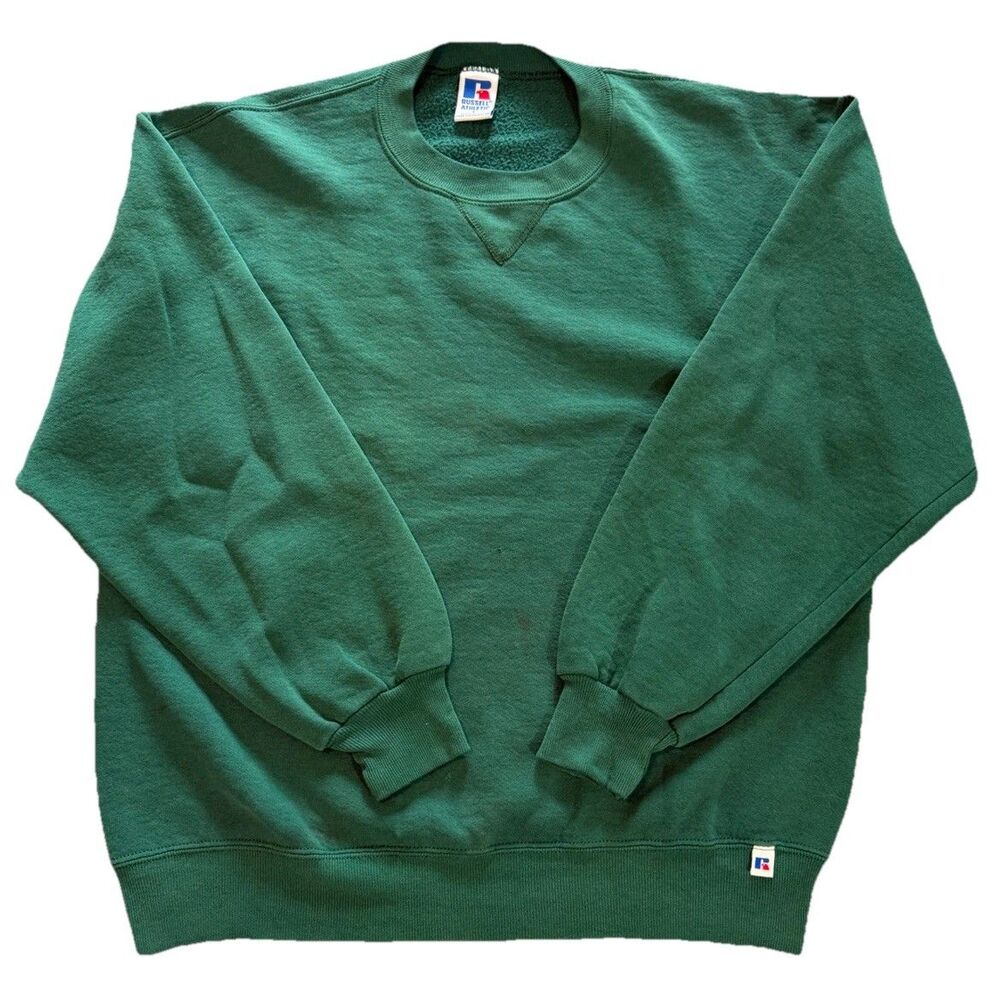 Vintage Russell Athletic Crewneck Sweatshirt Mens Large Green Pullover Blank USA